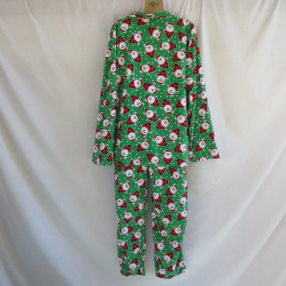 New #followme Green White & Red Santa Print Cozy Fleece Lounge Pajama Set XL - Picture 5 of 10